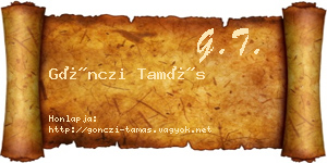 Gönczi Tamás névjegykártya